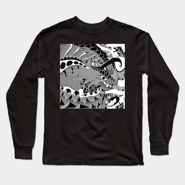 grey light kaiju kraken ecopop Long Sleeve T-Shirt by jorge_lebeau